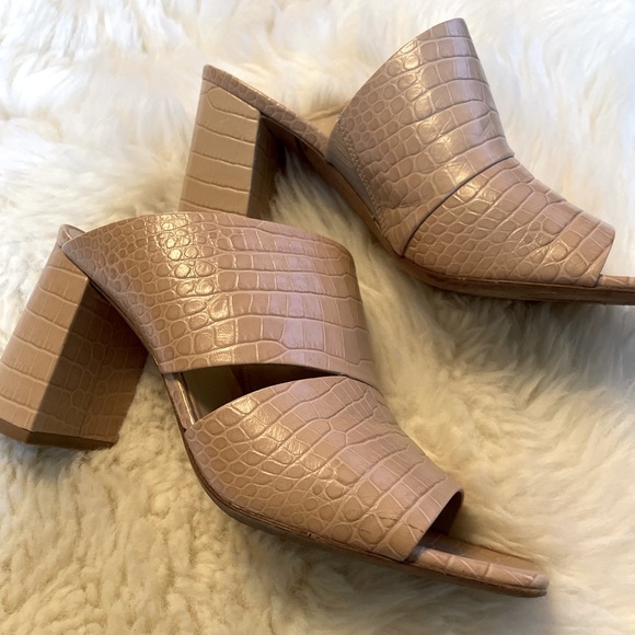 Vince Cutout Croc-Effect Leather Mules, Sz 9.5 - Picture 3 of 7